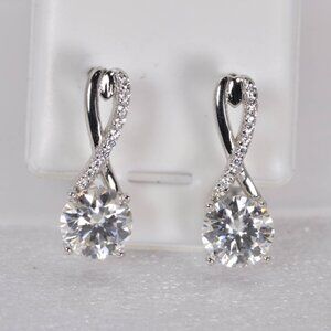 Certified All Moissanite Infinity Hoop Earrings 925 Sterling